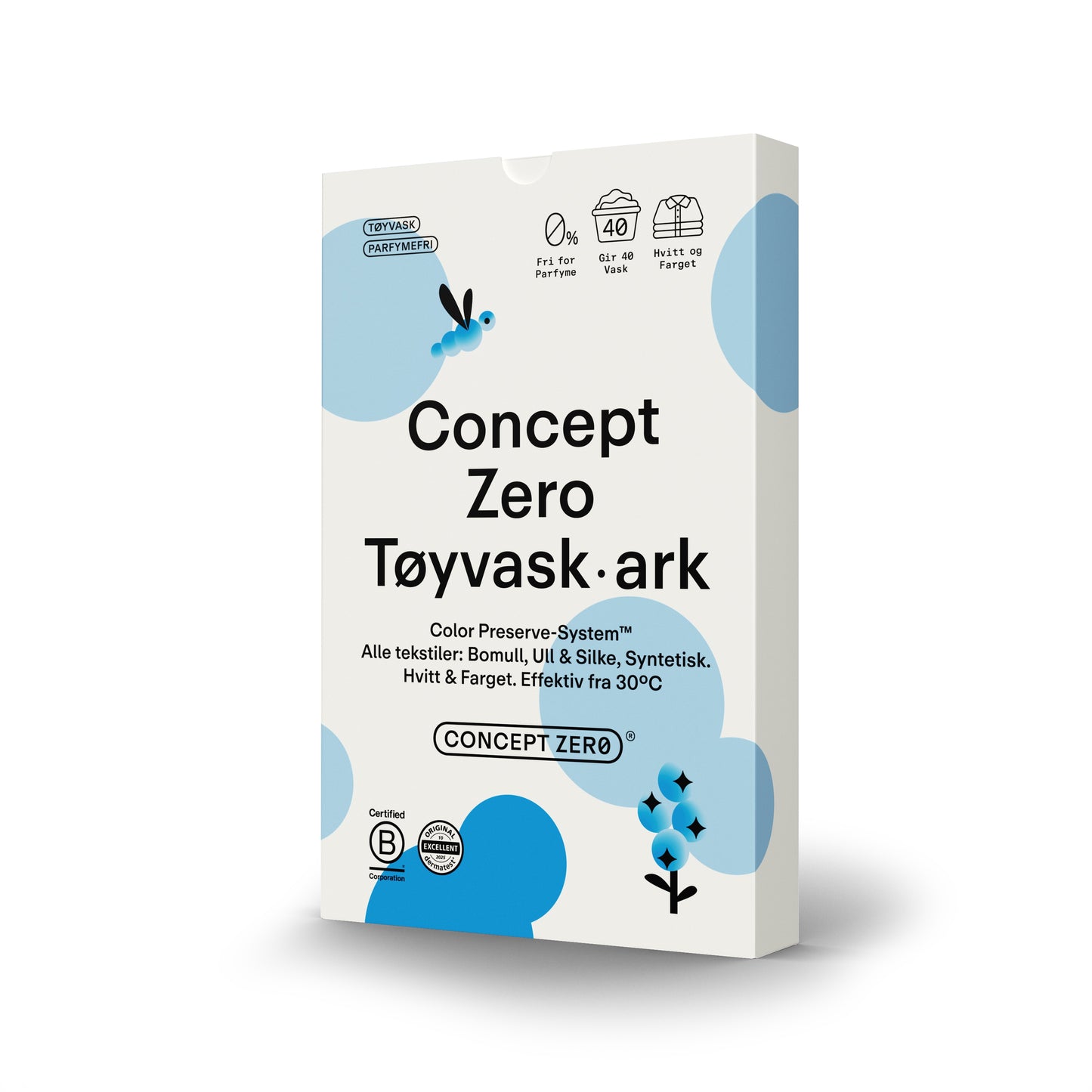 Tøyvask-ark Parfymefri