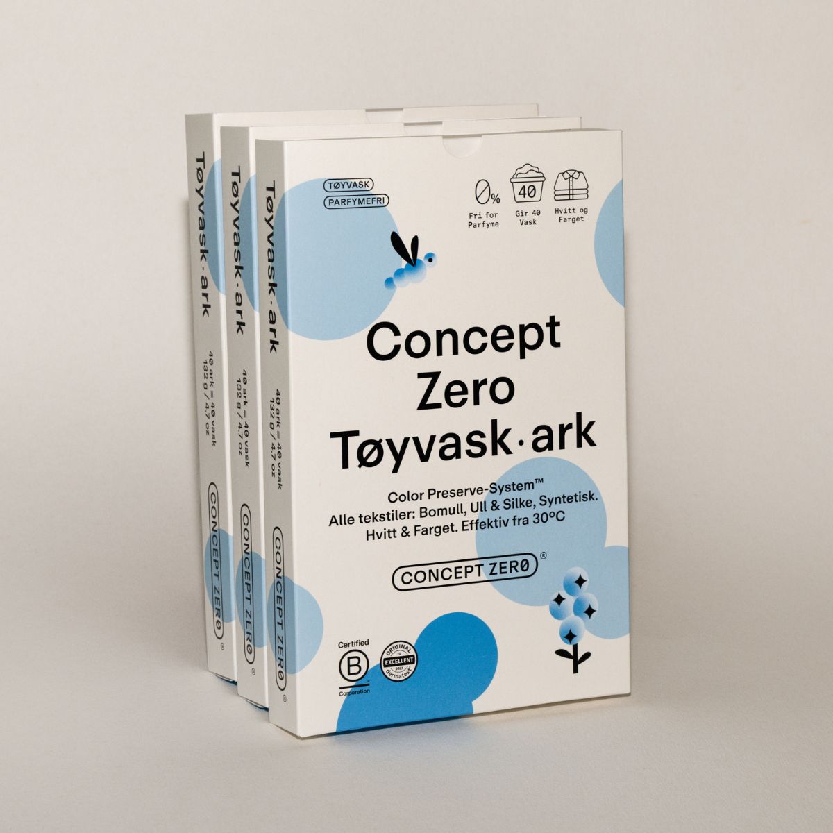 Tøyvask-ark Parfymefri